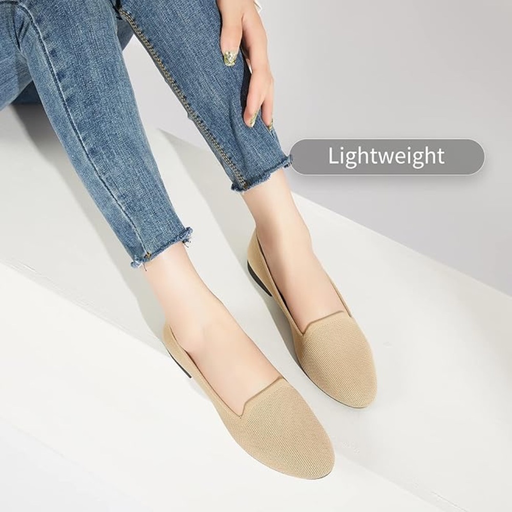 Women's tan Loafers flats, Soft Memory Foam
